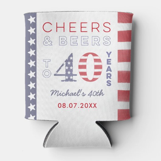アメリカ生まれの独立記念日40歳の誕生日パーティーグッズ 缶クーラー (正面)