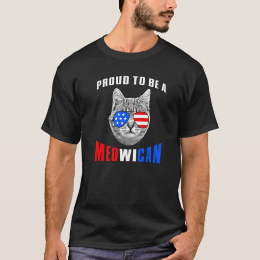 アメリカ生まれの猫 猫 7月4日 アメリカ猫 Tシャツ (正面)