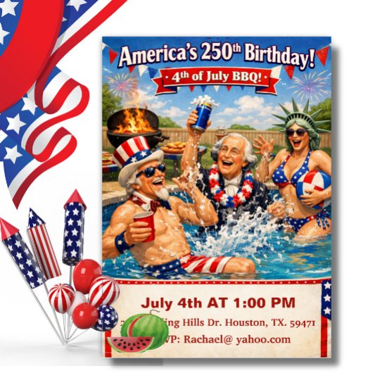 アメリカ生まれの英雄たち アメリカ250周年BBQのお祝い 招待状