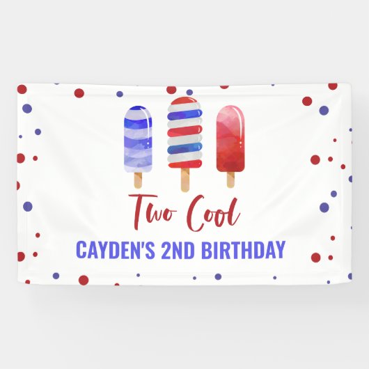 アメリカ生まれの2歳の誕生日 アイスポップ 7月4日 横断幕 (横)