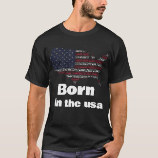 アメリカ生まれのUSAアメリカ国旗マップ愛国Tシャツ Tシャツ