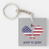 アメリカ生まれ国旗の漬物を出す キーホルダー (正面)