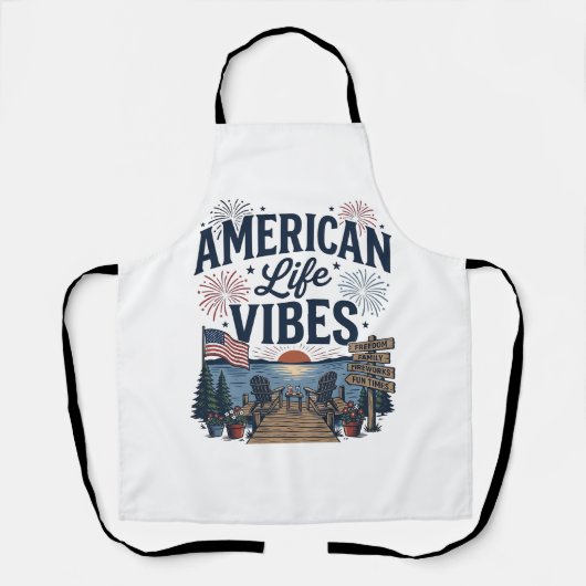アメリカ生活の雰囲気愛国的な湖ベクターTシャツ_1 エプロン (正面)