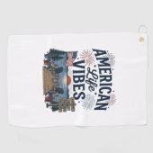 アメリカ生活の雰囲気愛国的な湖ベクターTシャツ_1 ゴルフタオル (横)