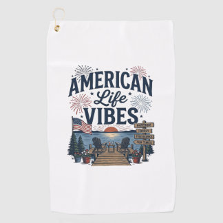 アメリカ生活の雰囲気愛国的な湖ベクターTシャツ_1 ゴルフタオル