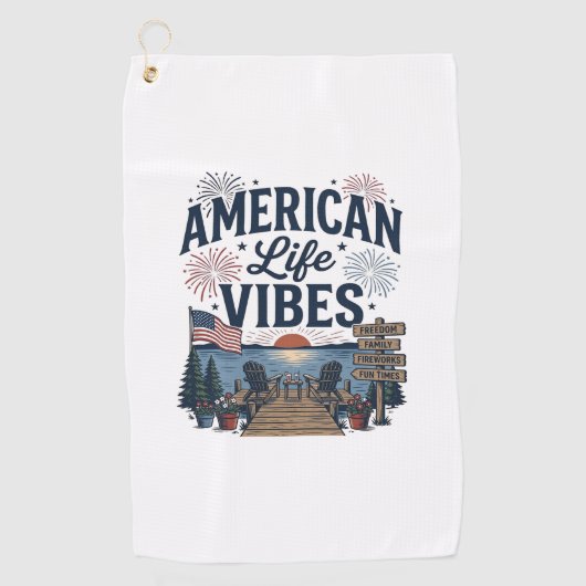 アメリカ生活の雰囲気愛国的な湖ベクターTシャツ_1 ゴルフタオル (正面)