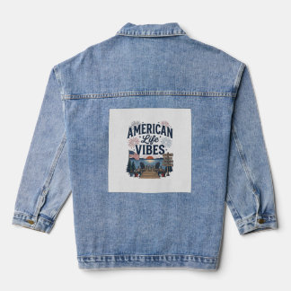 アメリカ生活の雰囲気愛国的な湖ベクターTシャツ_1 デニムジャケット