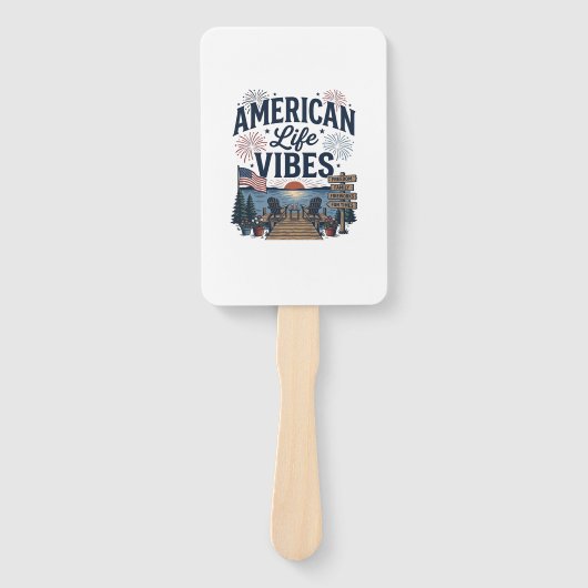 アメリカ生活の雰囲気愛国的な湖ベクターTシャツ_1 ハンドファン (正面)