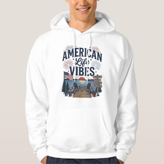 アメリカ生活の雰囲気愛国的な湖ベクターTシャツ_1 パーカ (正面)