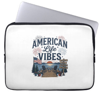 アメリカ生活の雰囲気愛国的な湖ベクターTシャツ_1 ラップトップスリーブ
