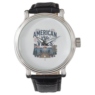 アメリカ生活の雰囲気愛国的な湖ベクターTシャツ_1 腕時計