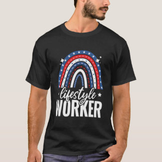 アメリカ生活者 レインボー 7月4日 アメリカ合衆国 Tシャツ