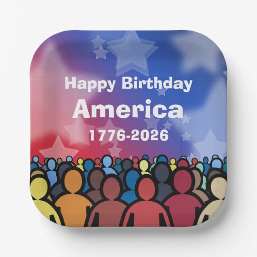 アメリカ生誕おめでとう 1776年から2026年 ペーパープレート (正面)