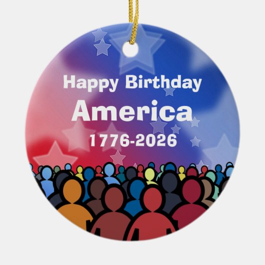 アメリカ生誕のお祝い 1776-2026 セラミックオーナメント (正面)