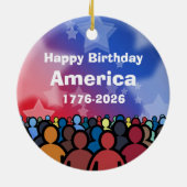アメリカ生誕のお祝い 1776-2026 セラミックオーナメント (裏面)