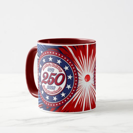 アメリカ生誕のセミクワイングラフィック花火 RWB マグカップ (正面左)