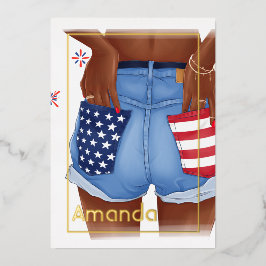 アメリカ生誕日のゴールドパーティー 箔招待状