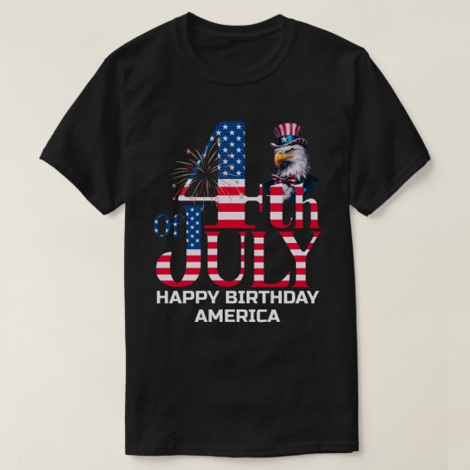 アメリカ生誕祭おめでとう - 7月4日 Tシャツ (デザイン正面)