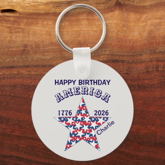 アメリカ生誕祭 ラウンド キーホルダー (正面)