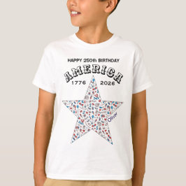 アメリカ生誕250周年おめでとうスタージュニアTシャツ || 名前 Tシャツ
