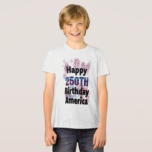 アメリカ生誕250周年おめでとう キッズ トライブレンドTシャツ (正面全面)