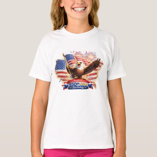 アメリカ生誕250周年おめでとう キッズTシャツ Tシャツ (正面)