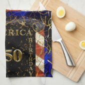 アメリカ生誕250周年おめでとう! キッチンタオル (四つ折り)