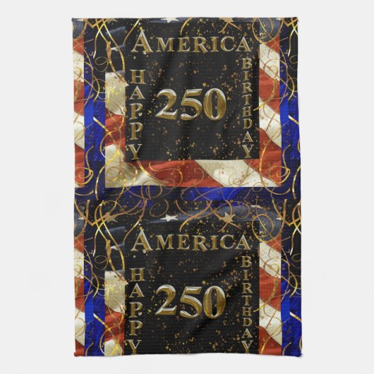 アメリカ生誕250周年おめでとう! キッチンタオル (縦)