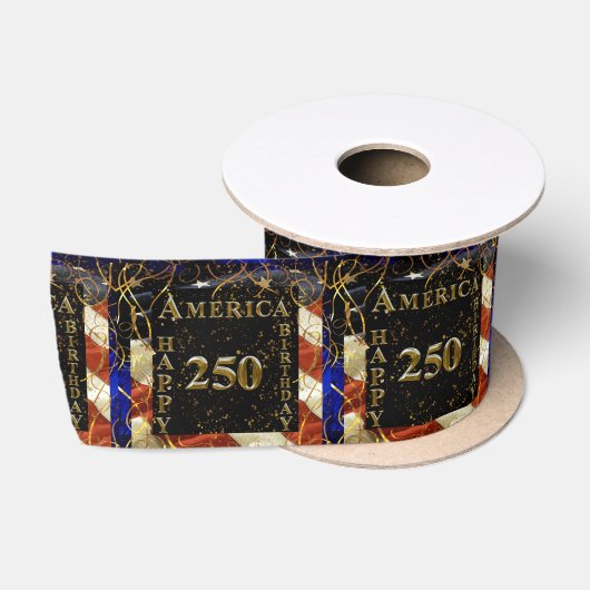 アメリカ生誕250周年おめでとう! サテンリボン (リール)