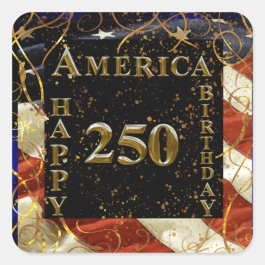 アメリカ生誕250周年おめでとう! スクエアシール (正面)