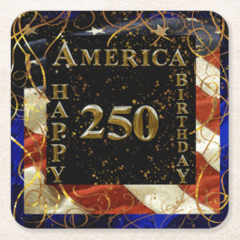 アメリカ生誕250周年おめでとう! スクエアペーパーコースター