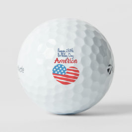 アメリカ生誕250周年おめでとう ハートの旗 1776-2026 ゴルフボール