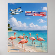 アメリカ生誕250周年おめでとう ビーチのフラミンゴ