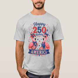 アメリカ生誕250周年おめでとう フラミンゴ愛国 Tシャツ