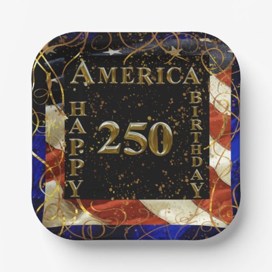 アメリカ生誕250周年おめでとう！ ペーパープレート (正面)