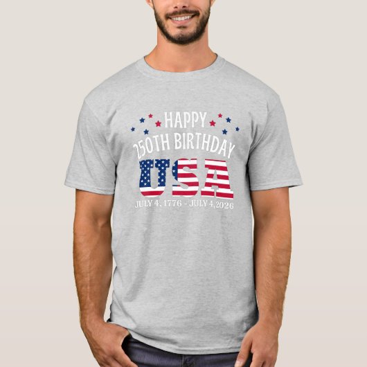 アメリカ生誕250周年おめでとう 独立記念日 Tシャツ (正面)