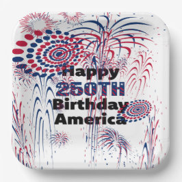 アメリカ生誕250周年おめでとう 花火 パトリオティック ペーパープレート