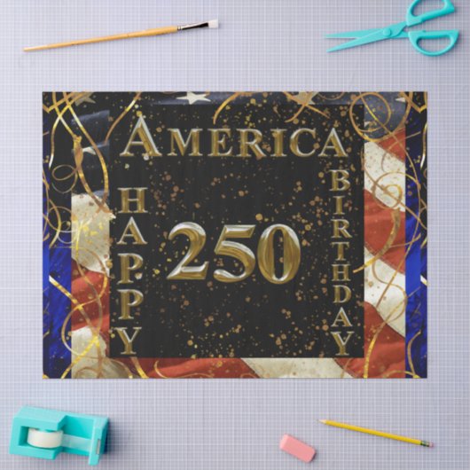 アメリカ生誕250周年おめでとう！ 薄葉紙 (クラフト)