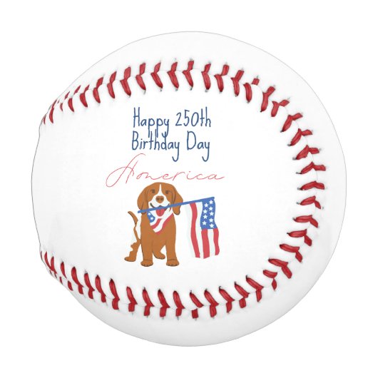 アメリカ生誕250周年おめでとう! 1776-2026 かわいい 野球ボール (正面右)