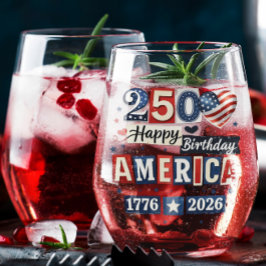 アメリカ生誕250周年おめでとう | 2026年7月4日 ステムなしワイングラス