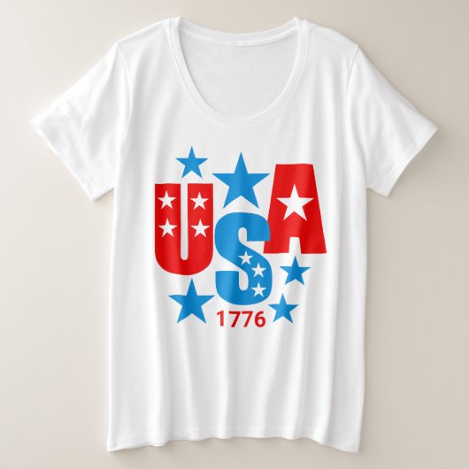 アメリカ生誕250周年おめでとう 7月4日 プラスサイズTシャツ (デザイン正面)