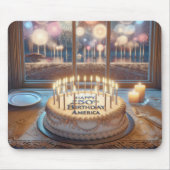 アメリカ生誕250周年お誕生日おめでとうケーキ マウスパッド (正面)