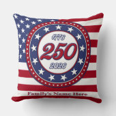 アメリカ生誕250周年とアメリカ国旗 クッション (正面)