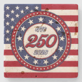 アメリカ生誕250周年とアメリカ国旗 ストーンコースター (正面)