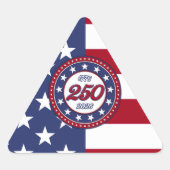アメリカ生誕250周年とアメリカ国旗 三角形シール (正面)