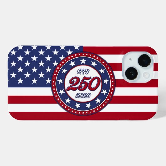 アメリカ生誕250周年とアメリカ国旗 Case-Mate iPhoneケース (裏面 (横))