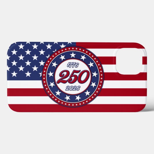 アメリカ生誕250周年とアメリカ国旗 Case-Mate iPhoneケース (裏面 (横))