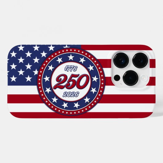 アメリカ生誕250周年とアメリカ国旗 Case-Mate iPhoneケース (裏面 (横))