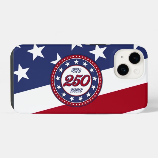 アメリカ生誕250周年とアメリカ国旗 iPhoneケース (裏面横)
