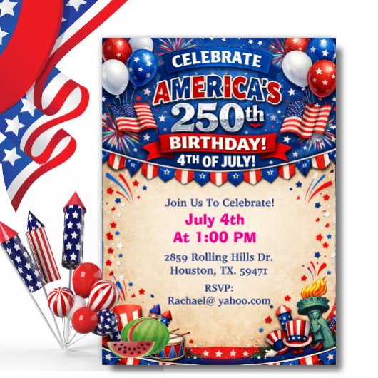 アメリカ生誕250周年パトリオティックBBQ 招待状